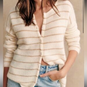 Sezane Gaspard Cardigan in Ecru/Gold